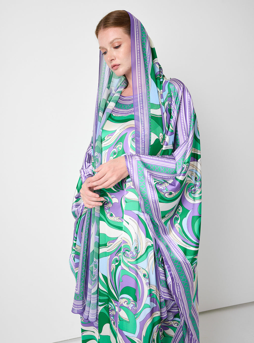 Multi Colour Printed Kaftan with Scarf Set - Store WF