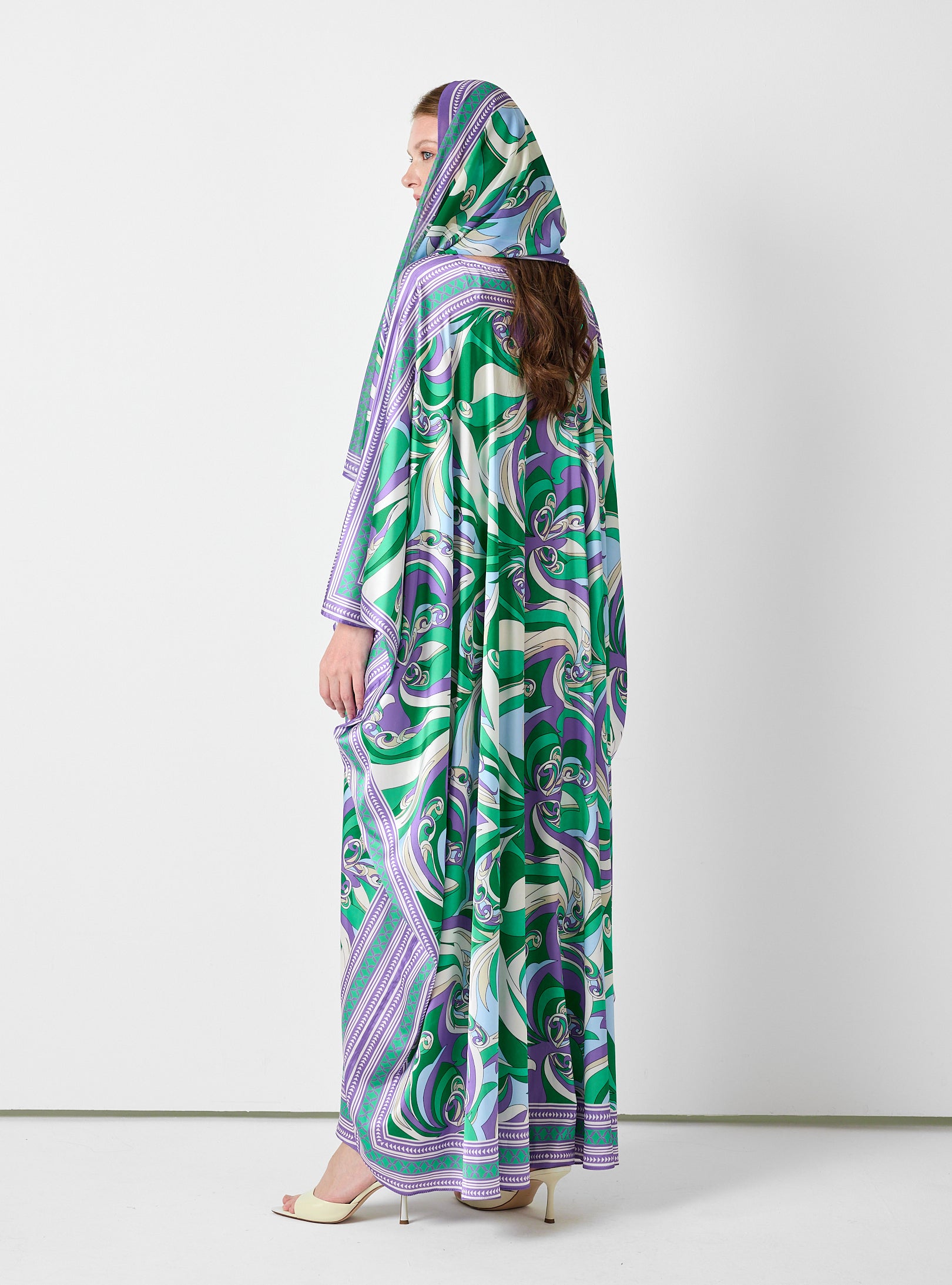 Multi Colour Printed Kaftan with Scarf Set - Store WF