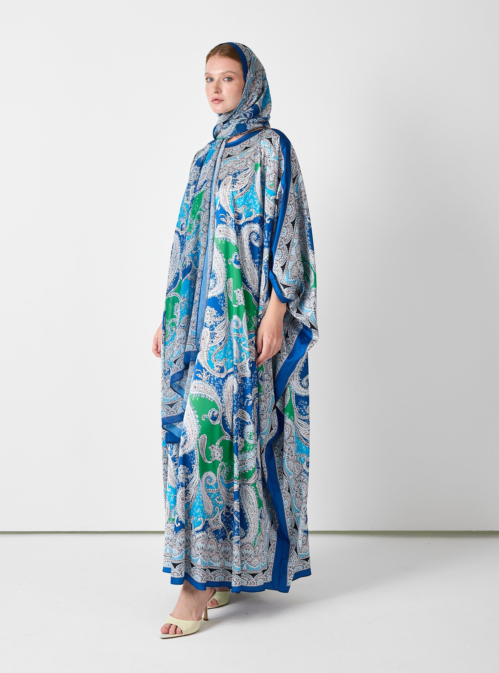 Multi Colour Printed Kaftan with Scarf Set - Store WF