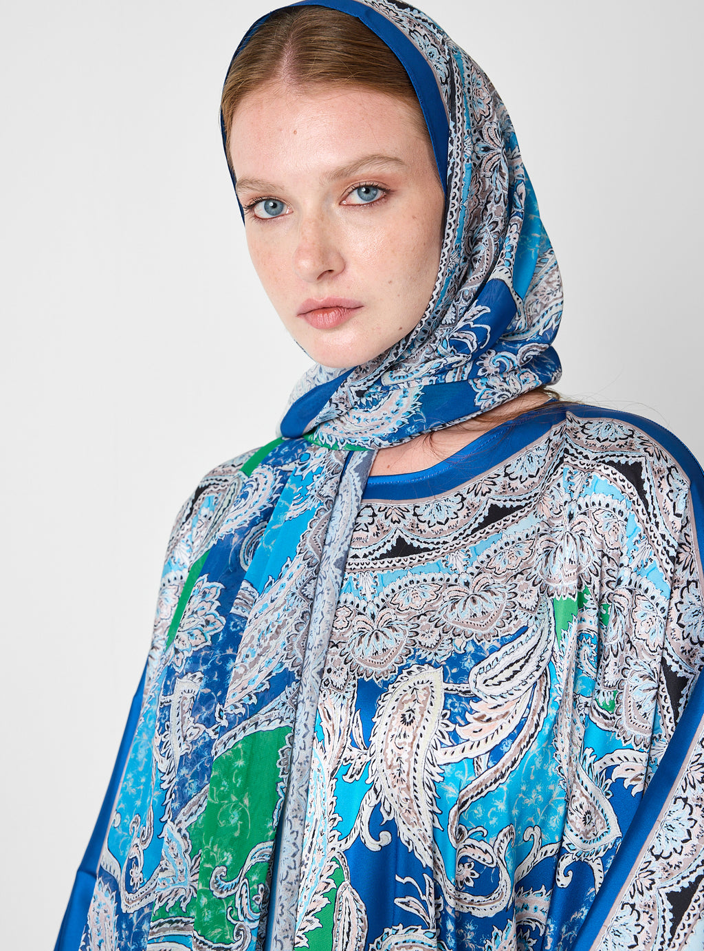 Multi Colour Printed Kaftan with Scarf Set - Store WF