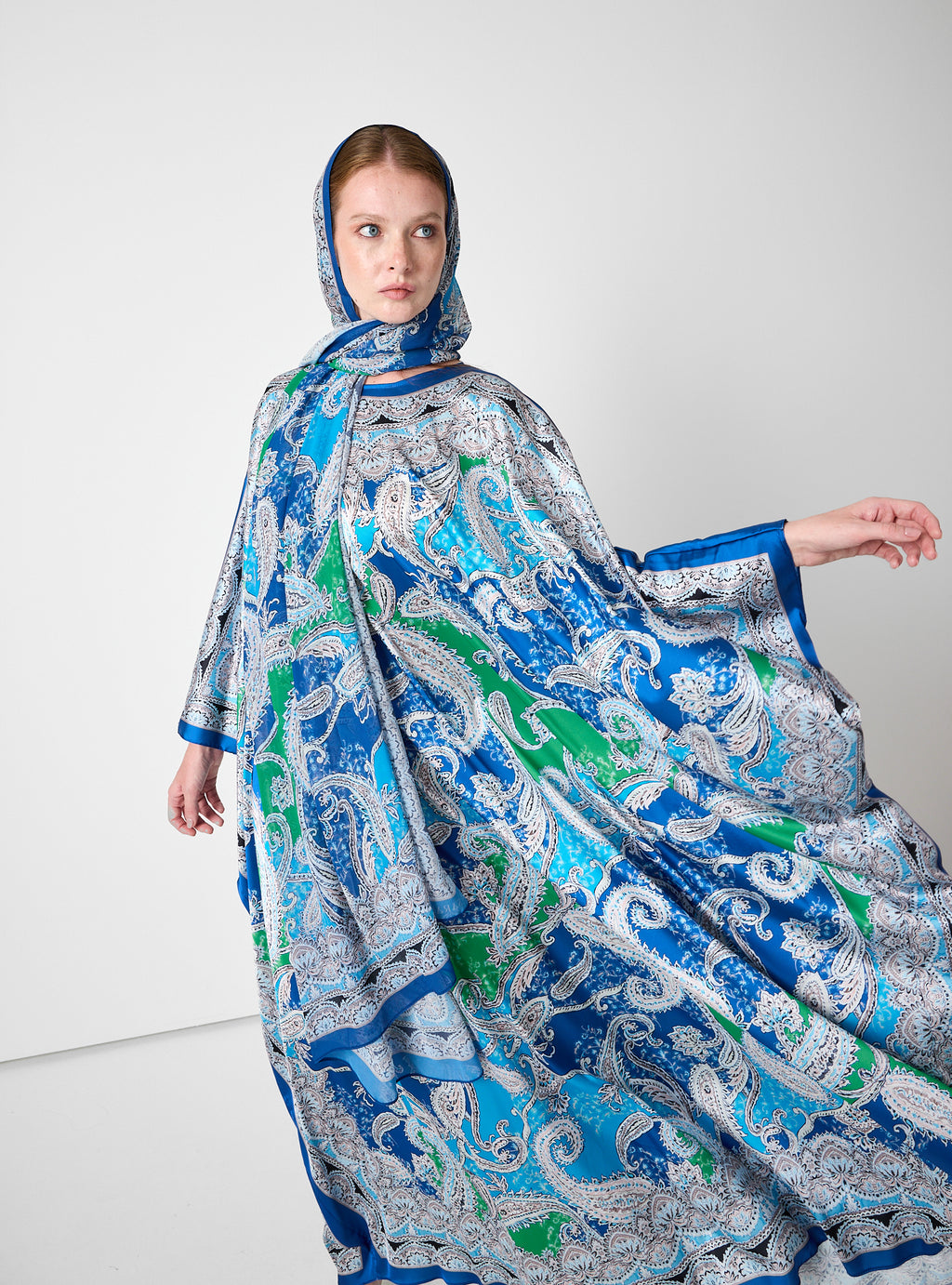 Multi Colour Printed Kaftan with Scarf Set - Store WF