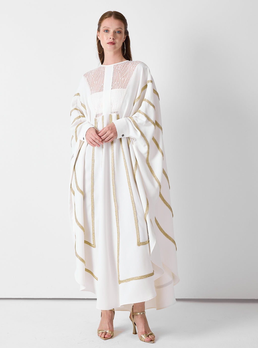 Royal Of White Kaftan with Golden Accents