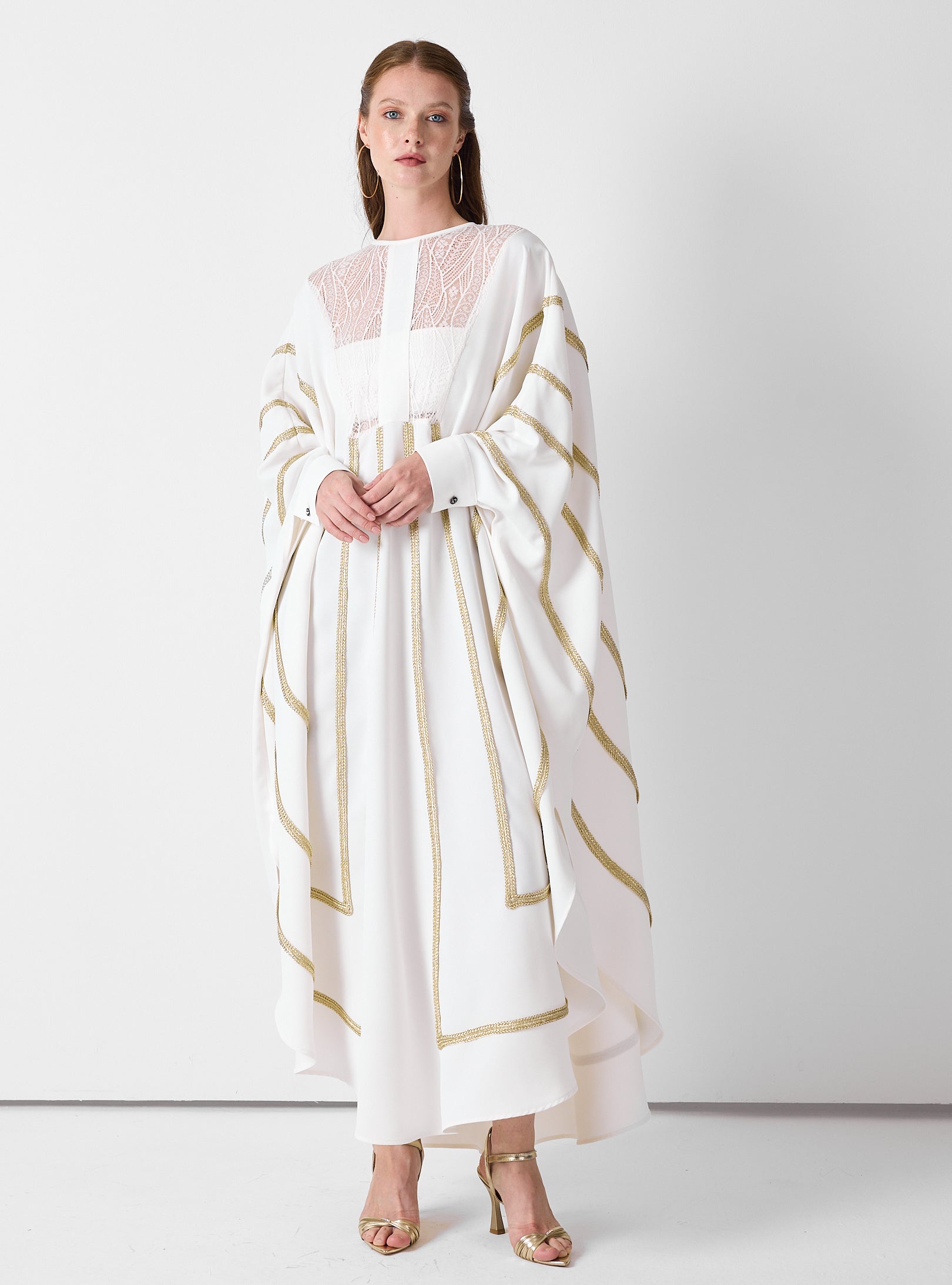 Royal Of White Kaftan with Golden Accents