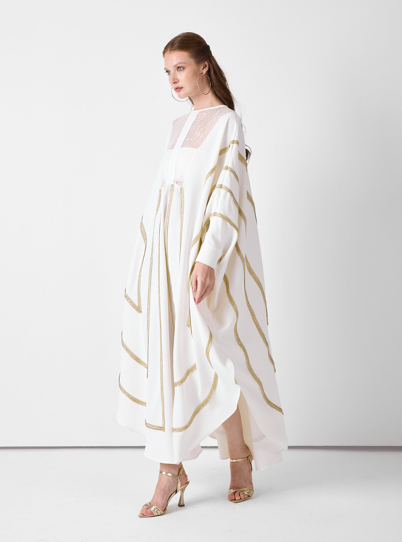 Royal Of White Kaftan with Golden Accents
