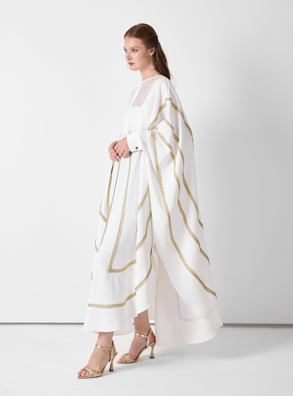Royal Of White Kaftan with Golden Accents