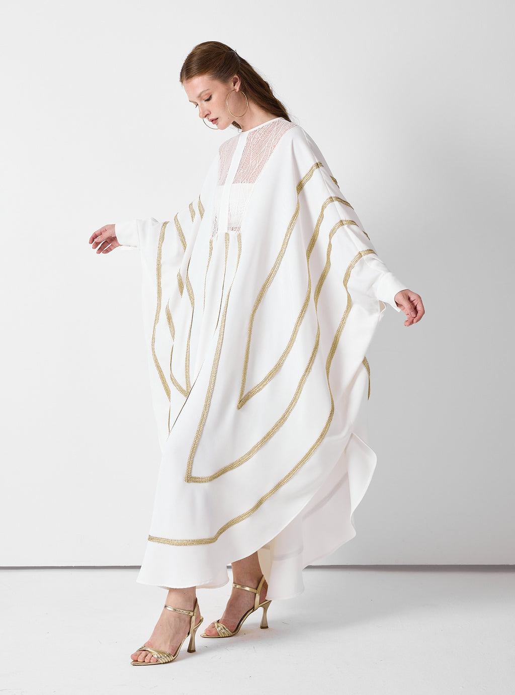 Royal Of White Kaftan with Golden Accents