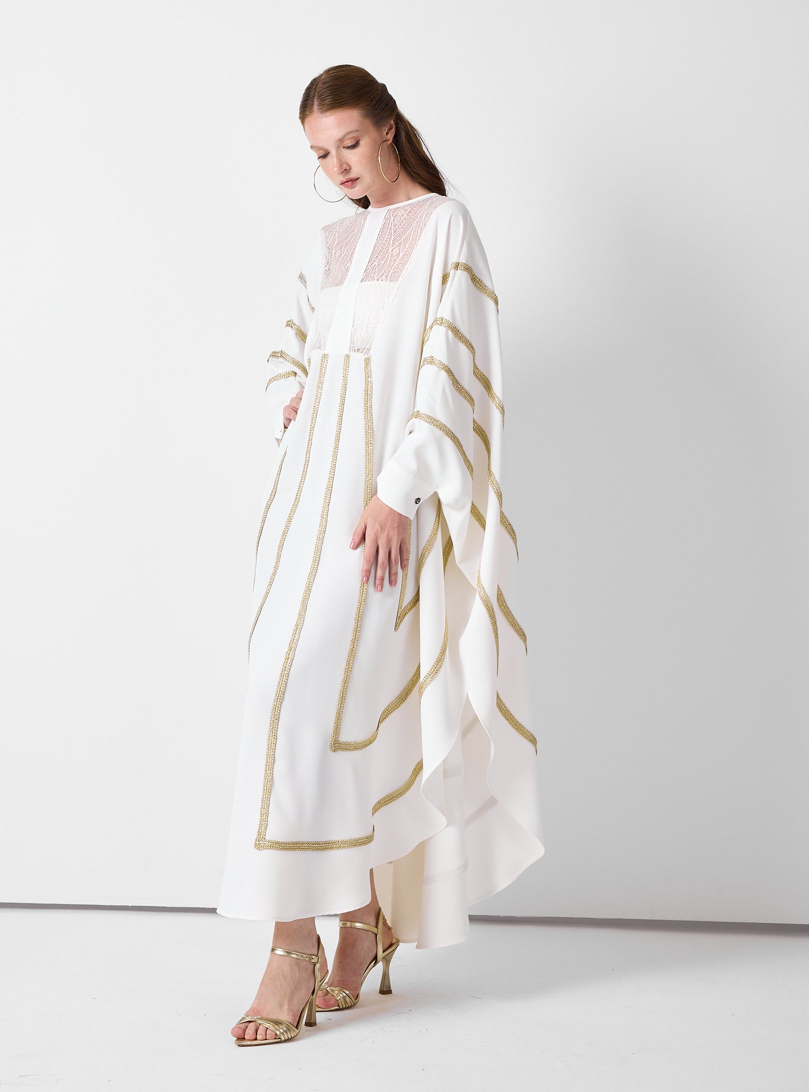 Royal Of White Kaftan with Golden Accents