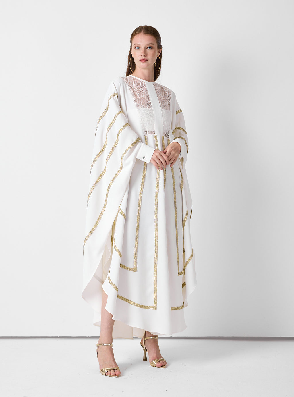 Royal Of White Kaftan with Golden Accents