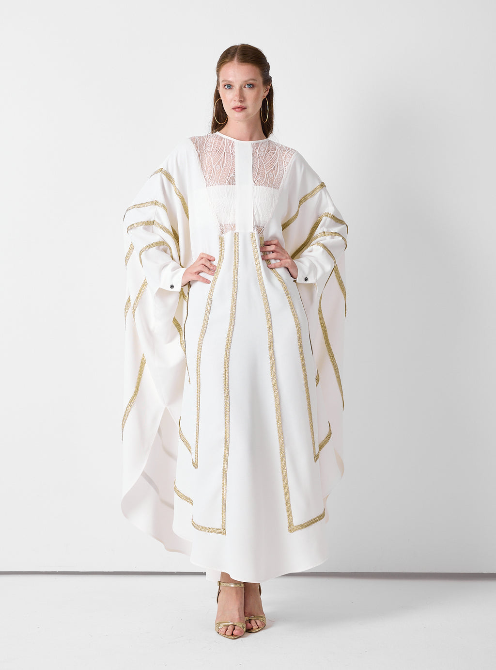 Royal Of White Kaftan with Golden Accents