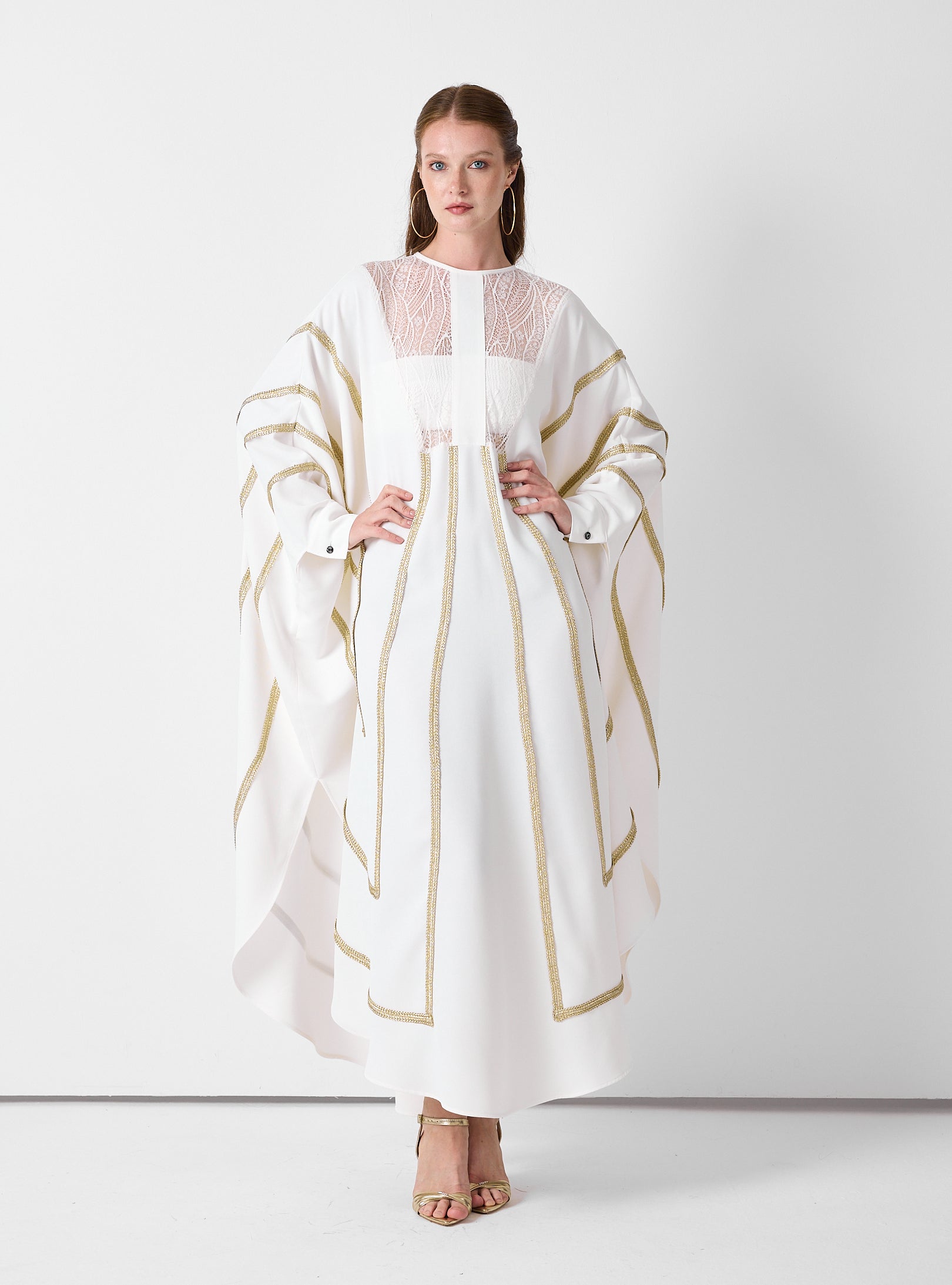Royal Of White Kaftan with Golden Accents