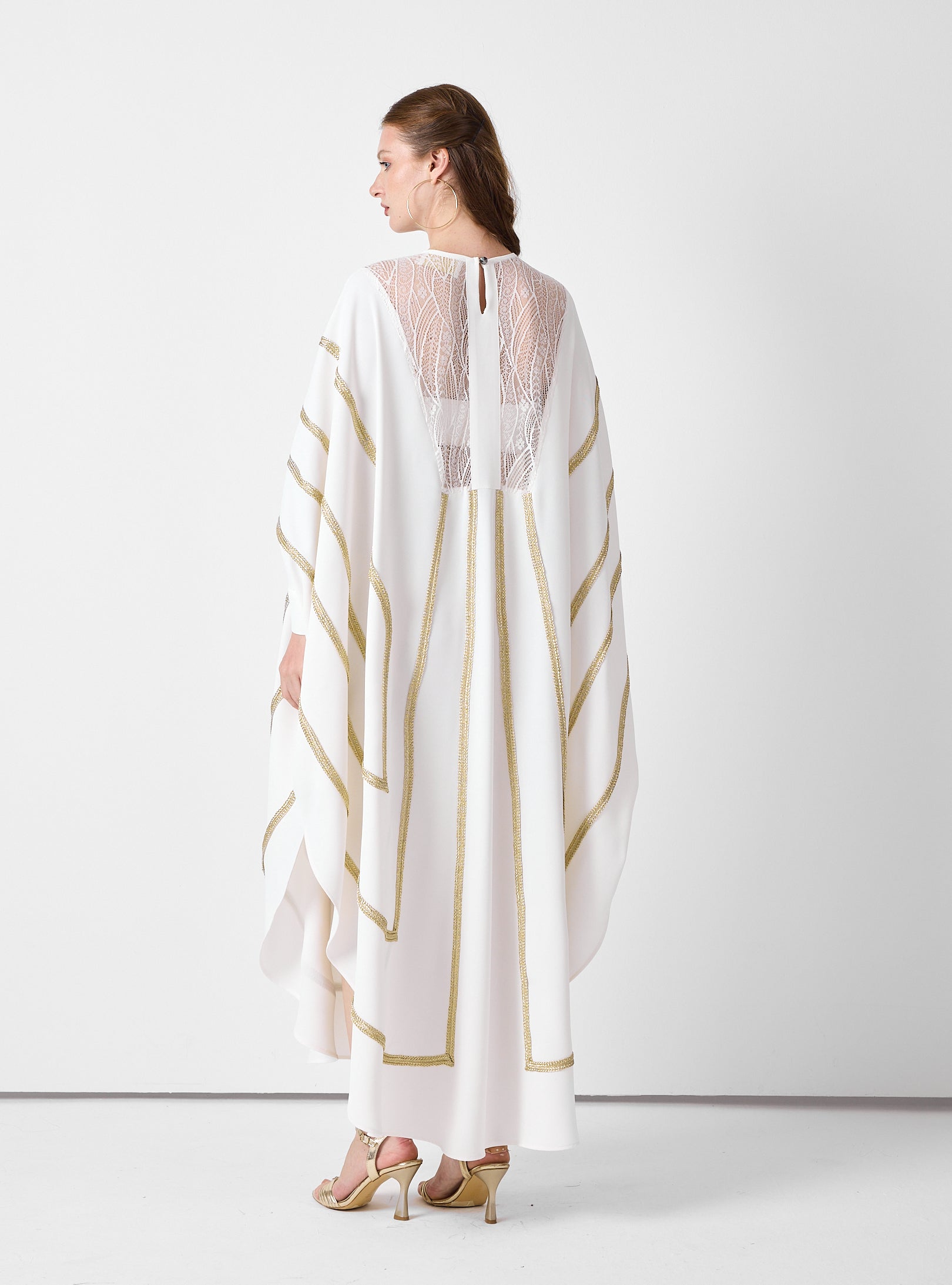 Royal Of White Kaftan with Golden Accents