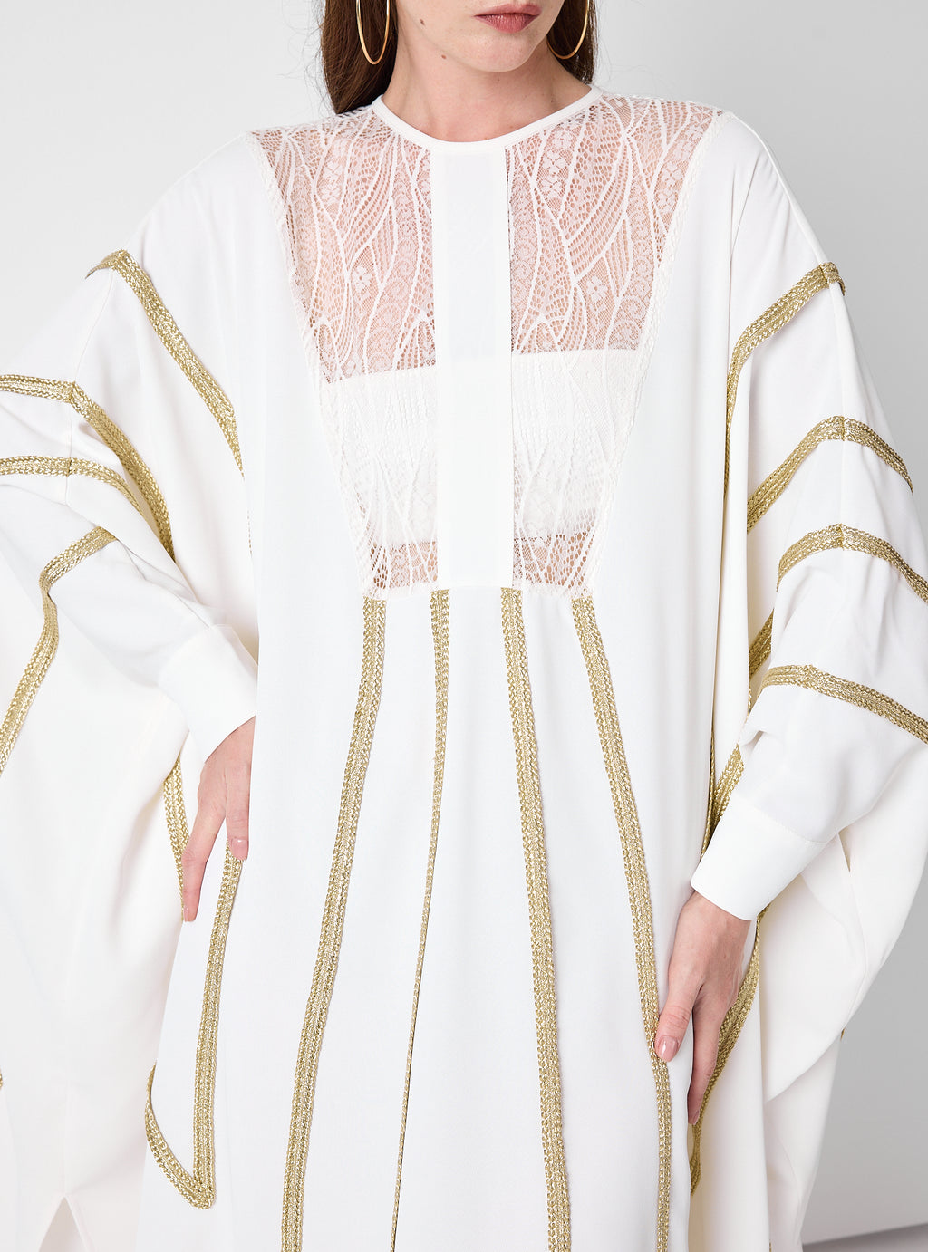 Royal Of White Kaftan with Golden Accents