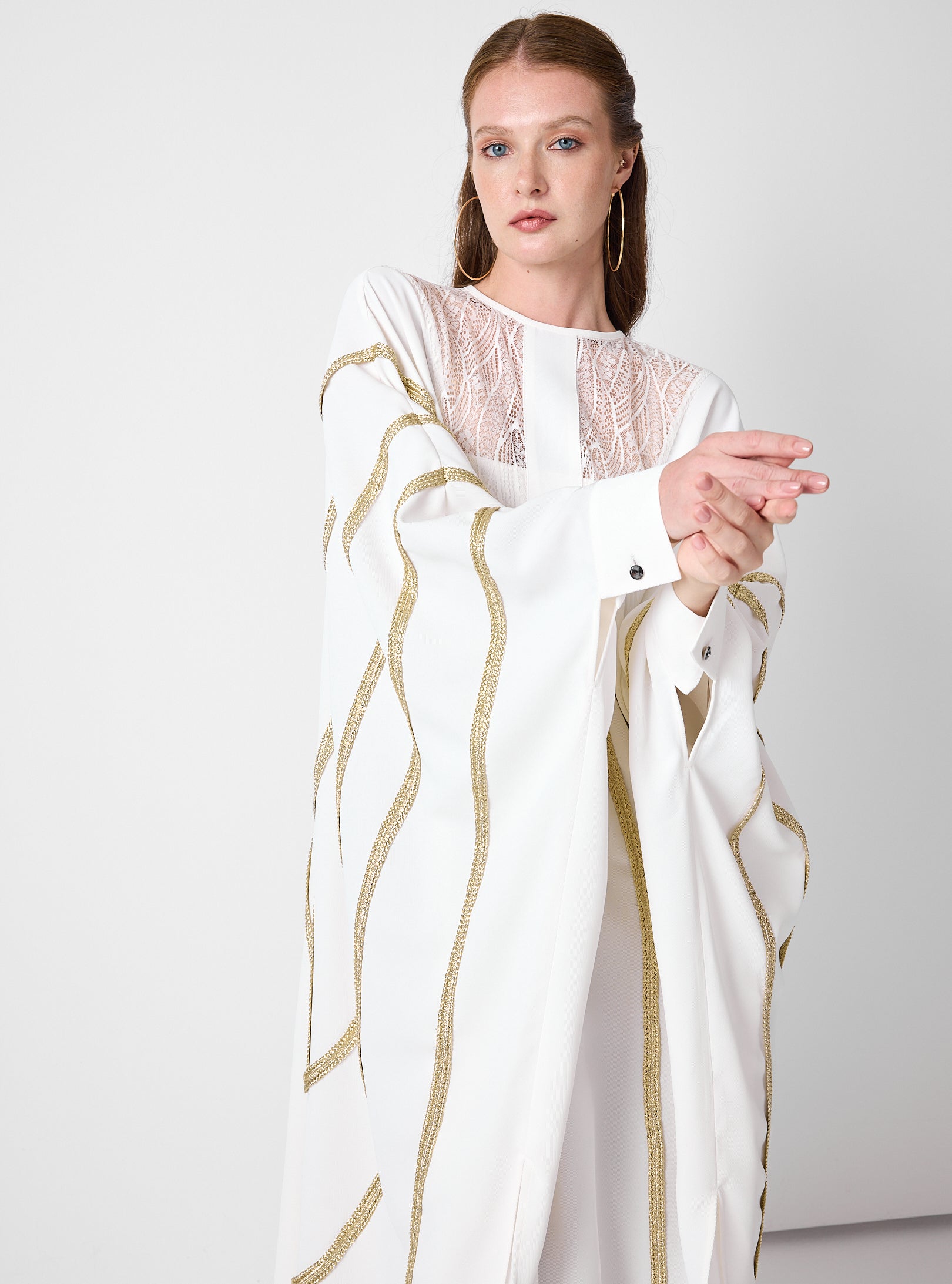 Royal Of White Kaftan with Golden Accents