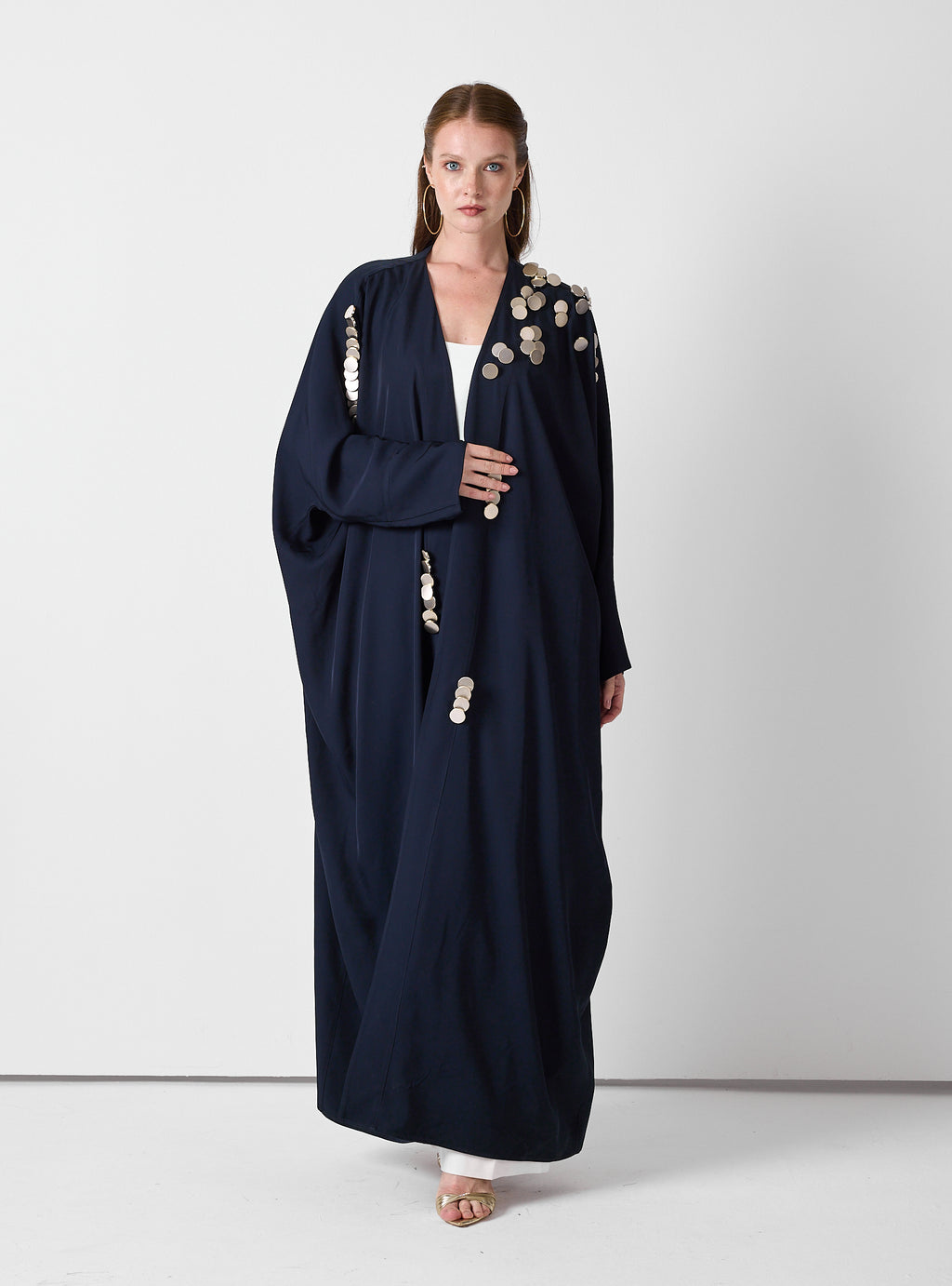 Navy Abaya with Gold Button