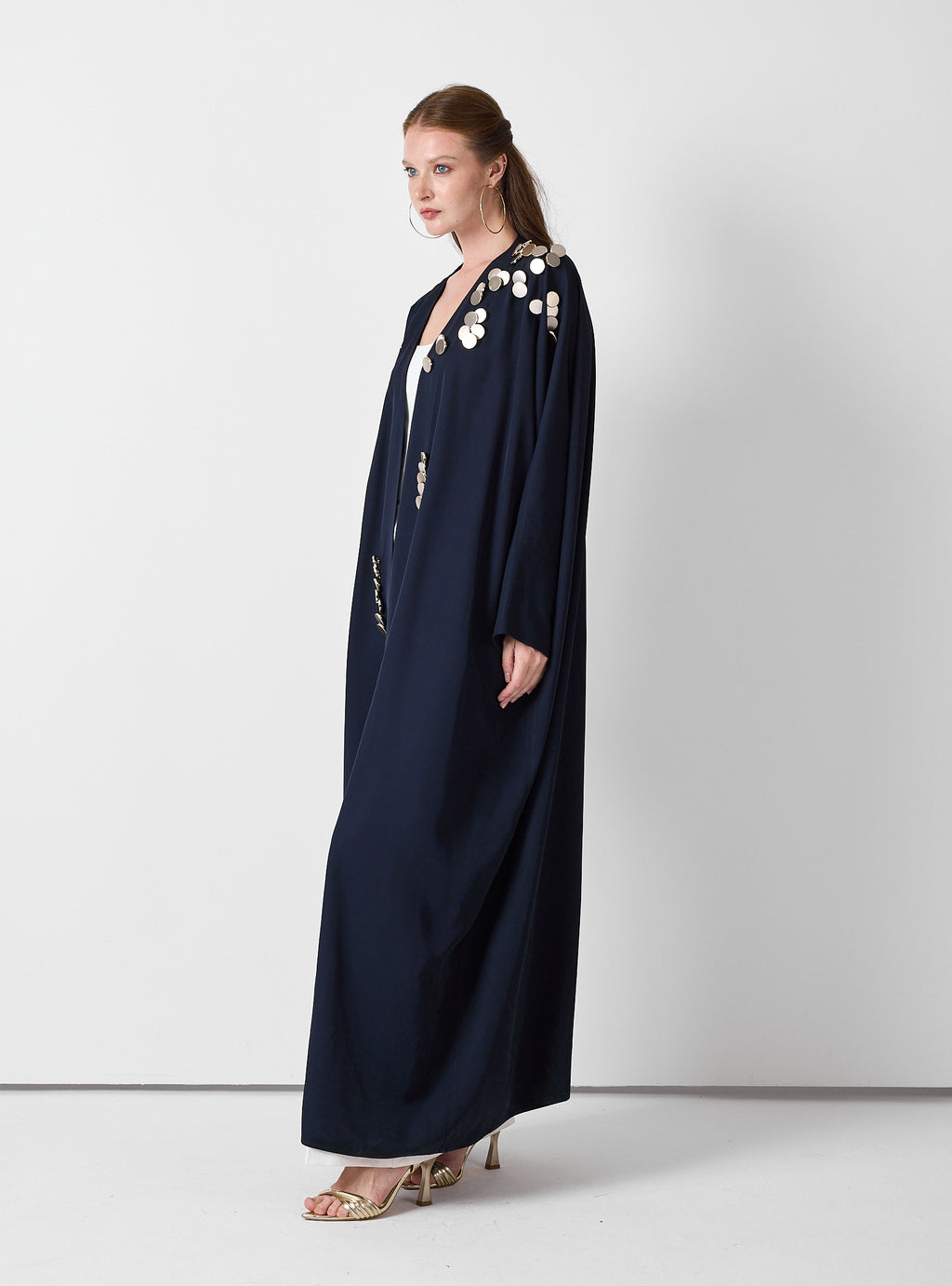 Navy Abaya with Gold Button