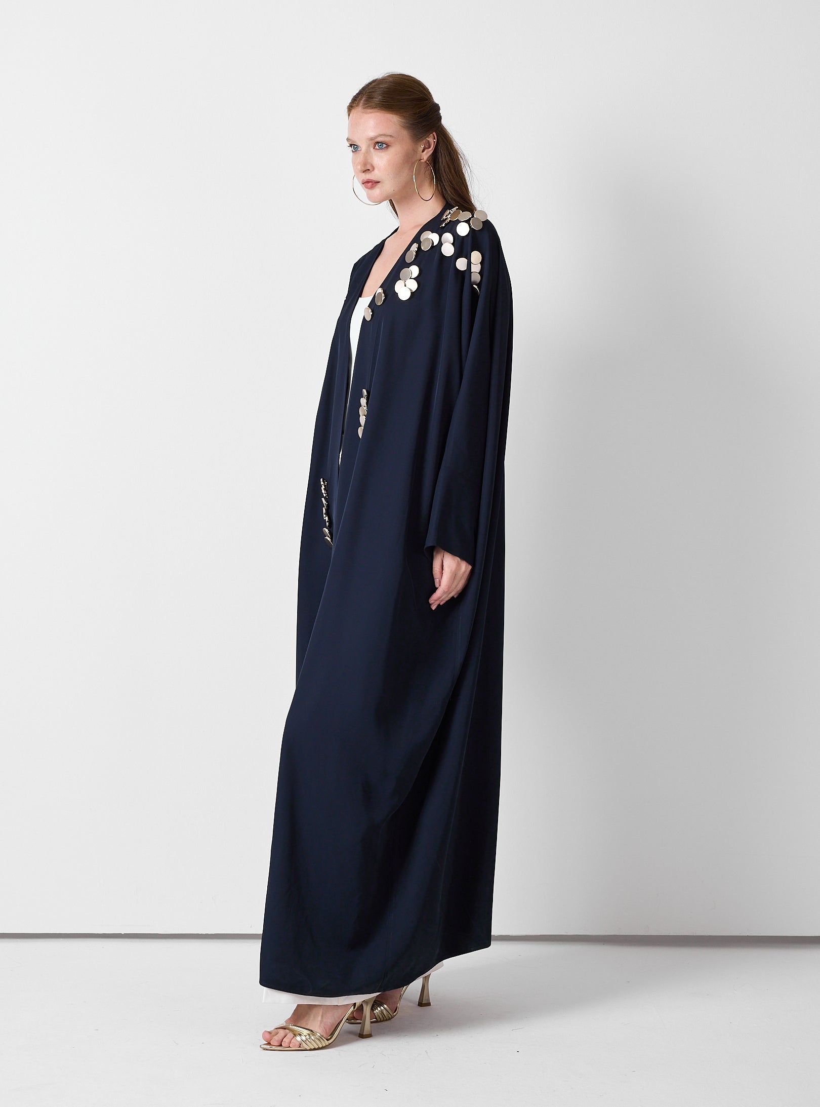 Navy Abaya with Gold Button