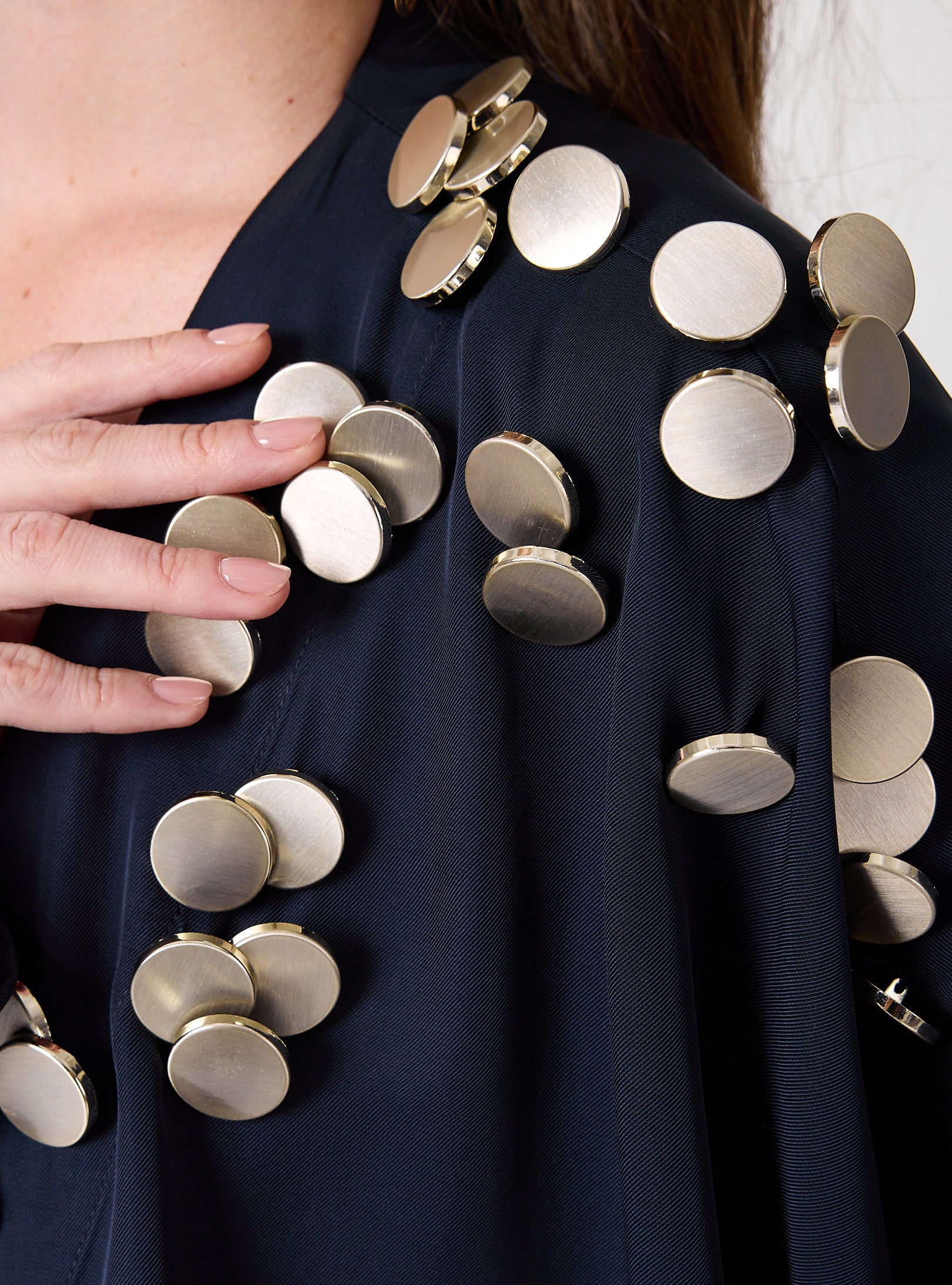 Navy Abaya with Gold Button