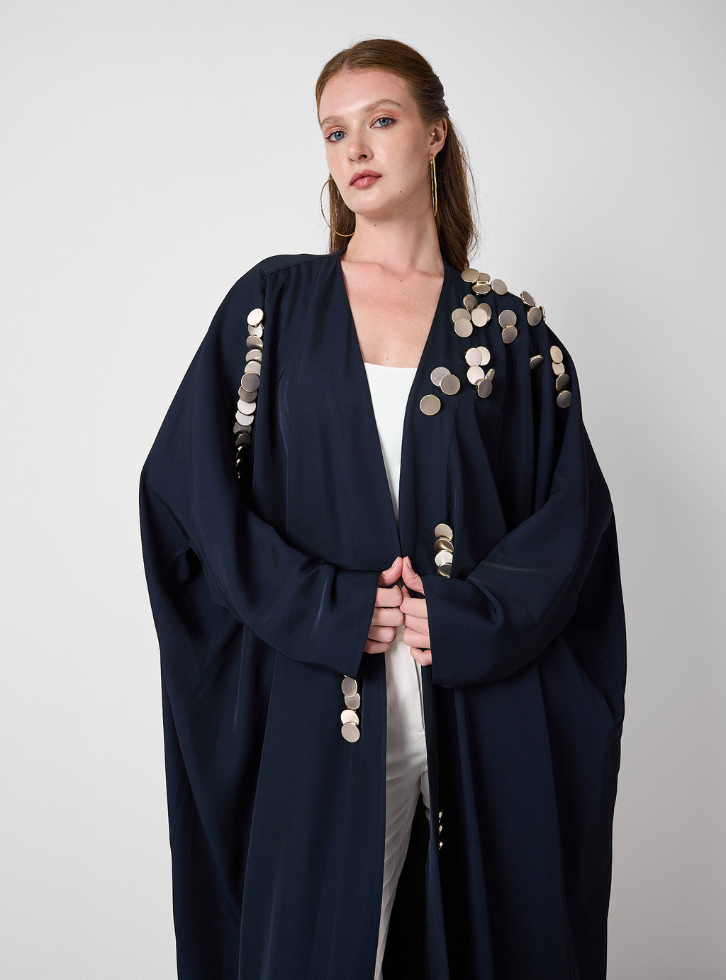 Navy Abaya with Gold Button