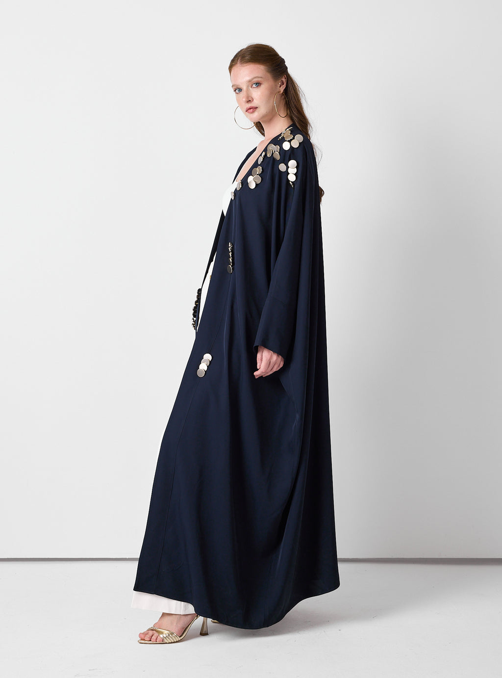 Navy Abaya with Gold Button
