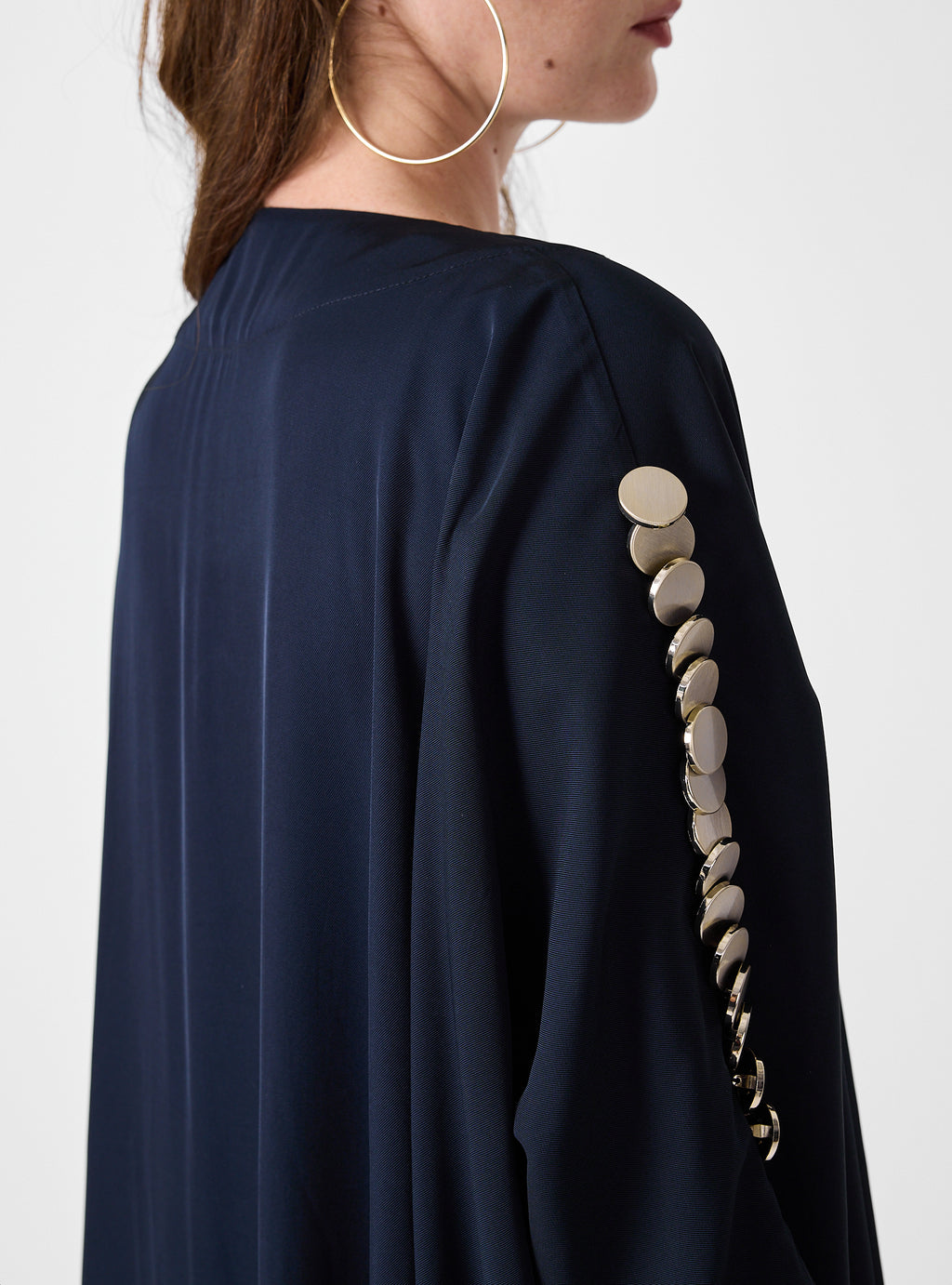 Navy Abaya with Gold Button