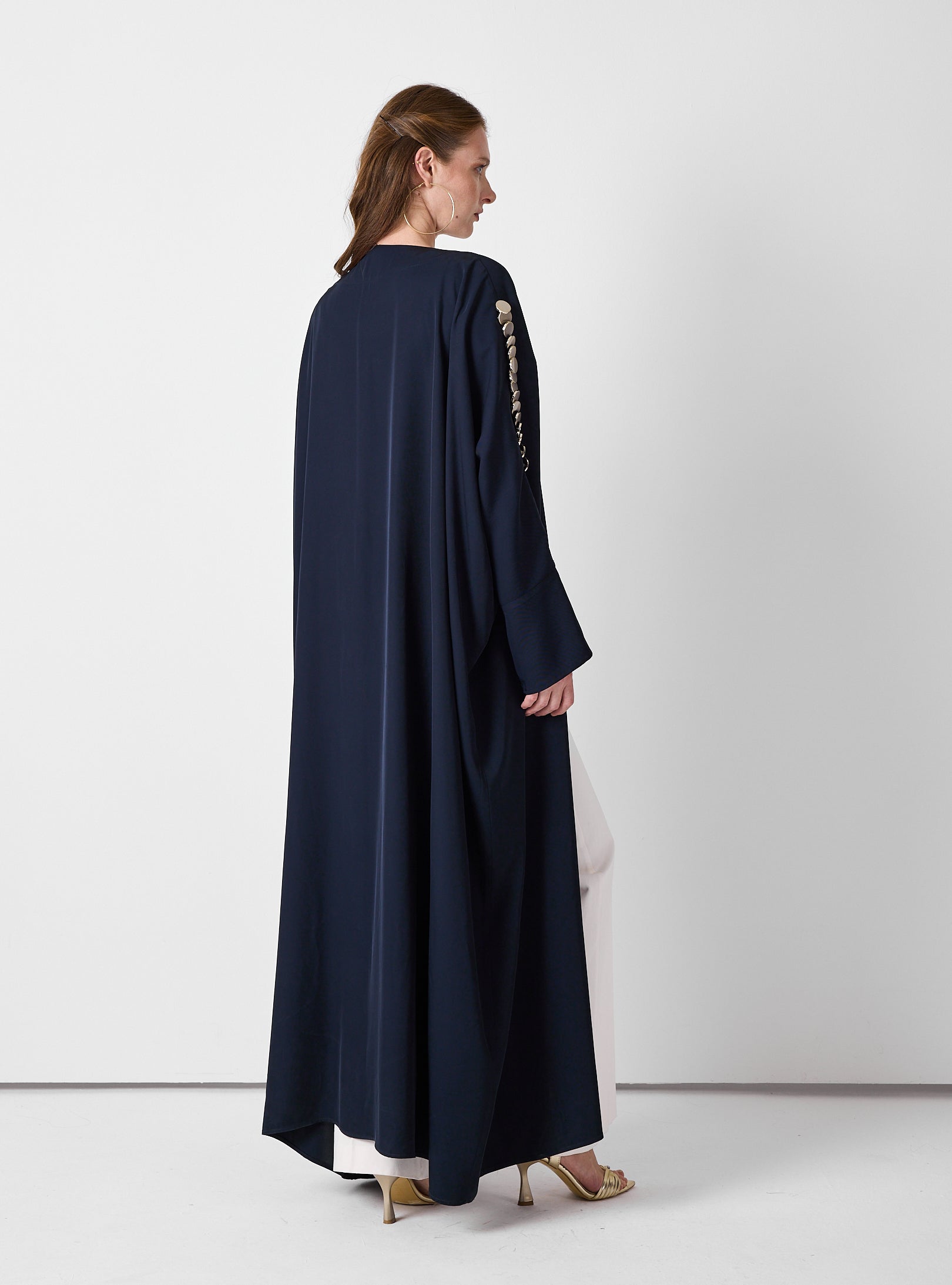Navy Abaya with Gold Button