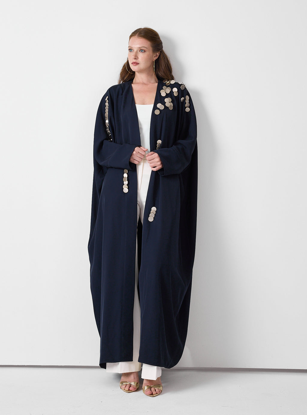 Navy Abaya with Gold Button