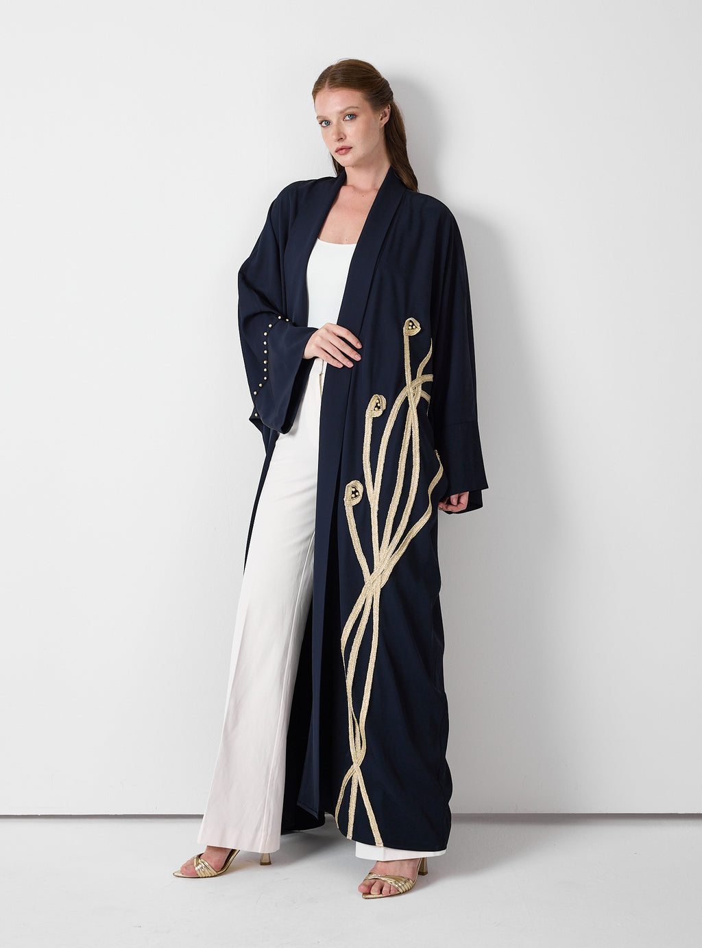 Golden Embroidery Navy Abaya