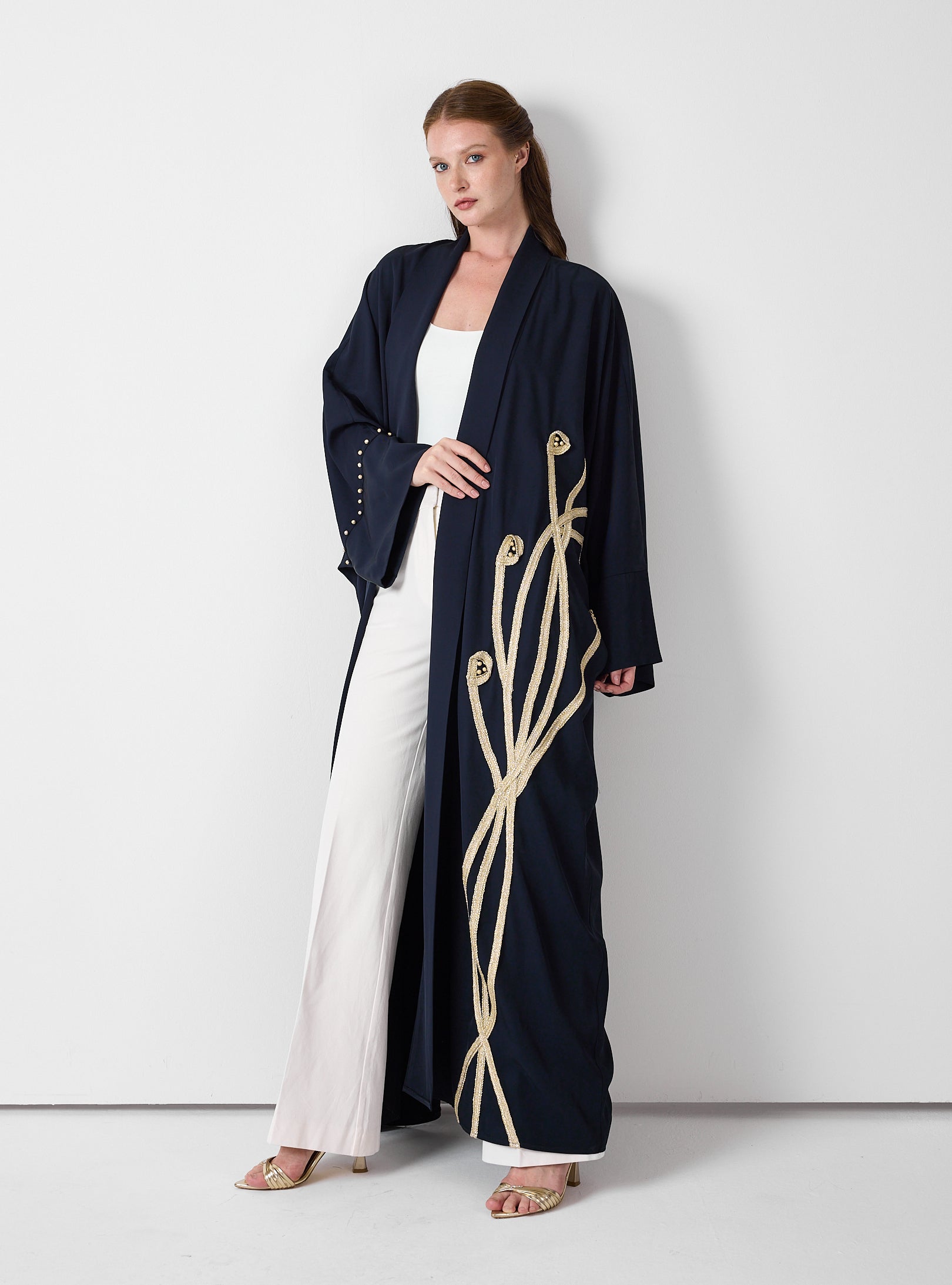 Golden Embroidery Navy Abaya