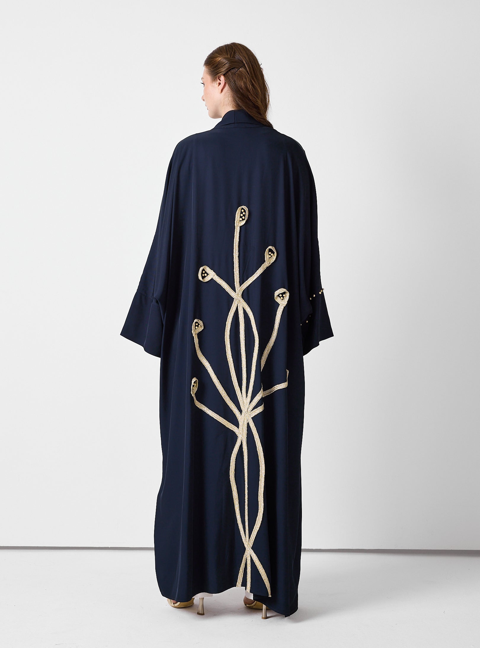 Golden Embroidery Navy Abaya - Store WF