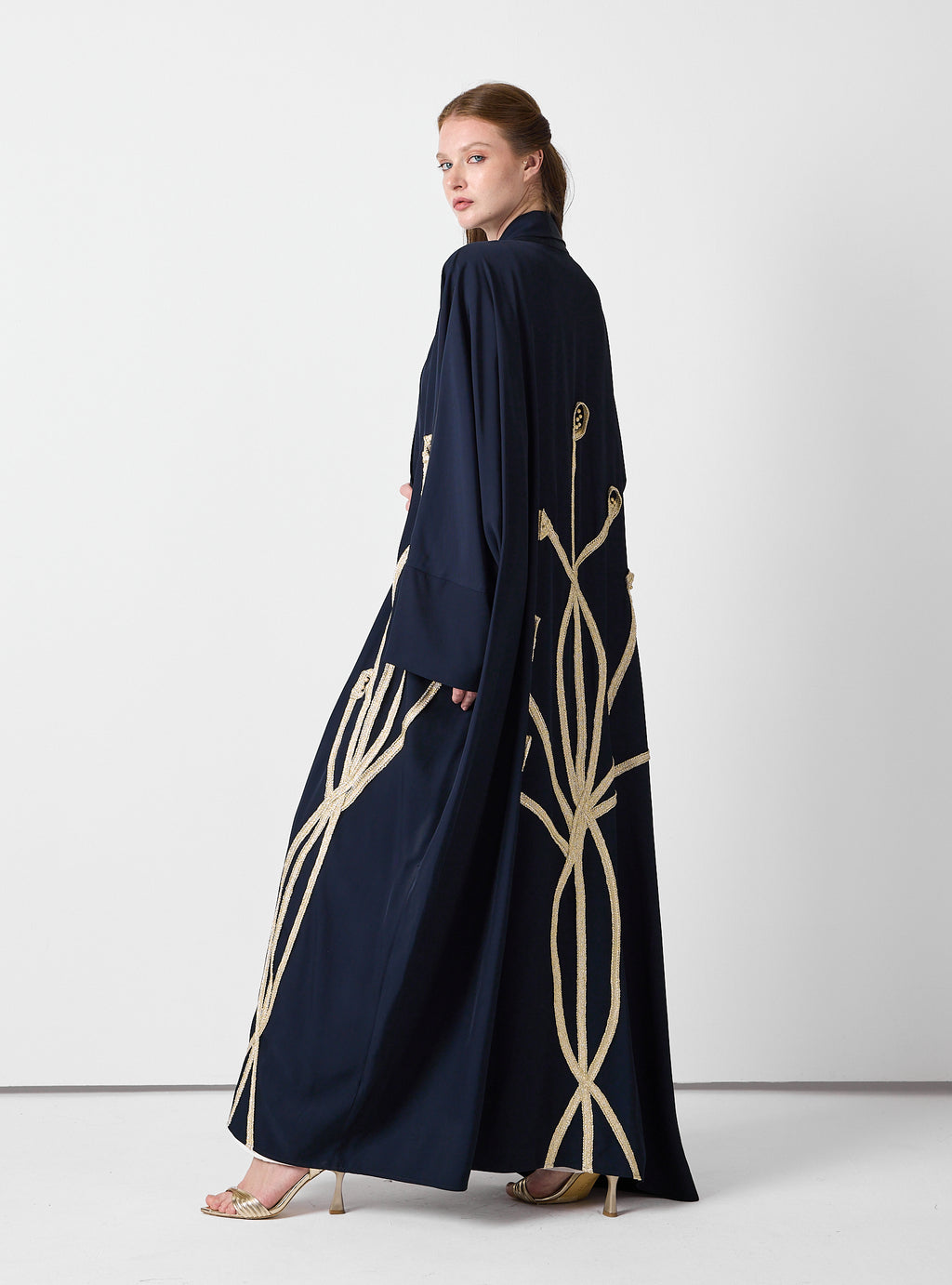 Golden Embroidery Navy Abaya