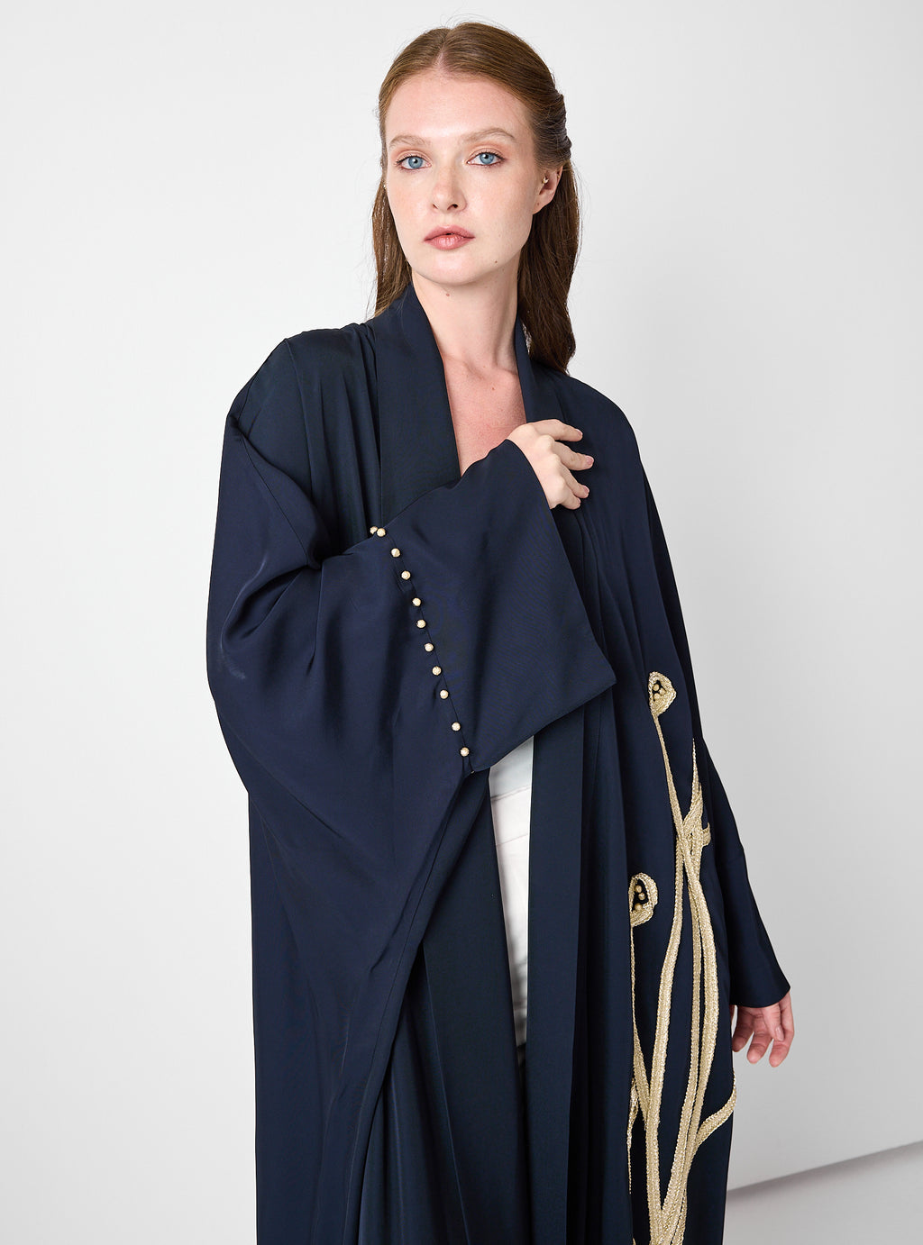 Golden Embroidery Navy Abaya