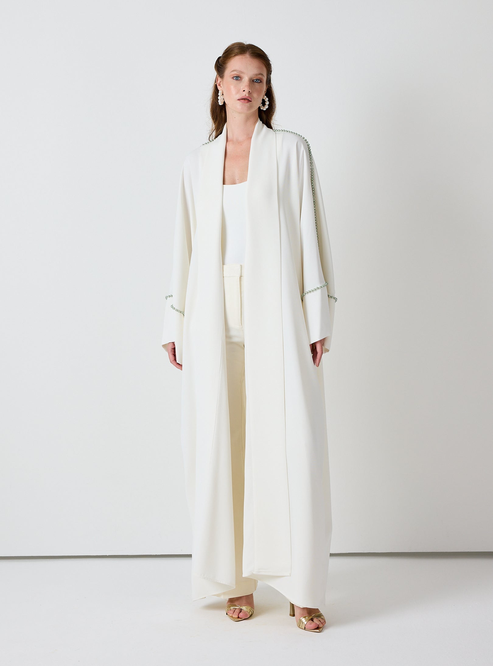 Off-White Mint Pearls Abaya