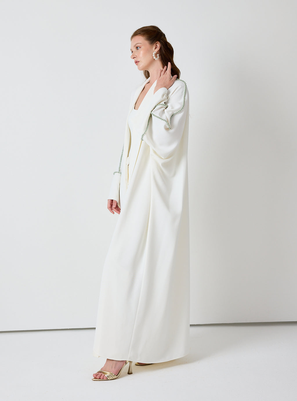 Off-White Mint Pearls Abaya