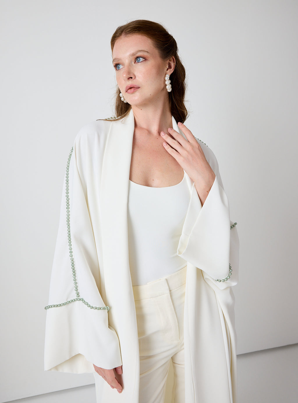 Off-White Mint Pearls Abaya