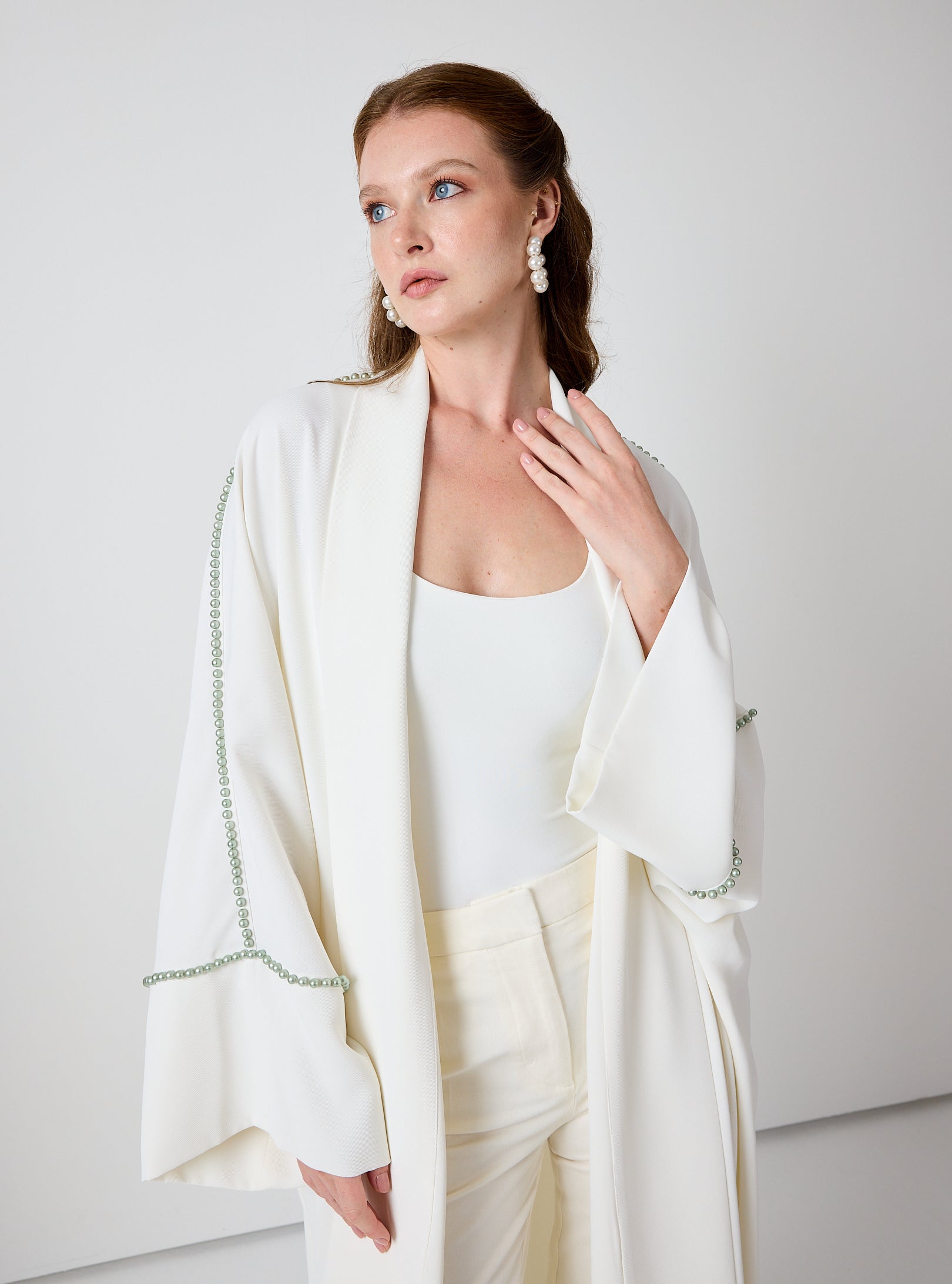 Off-White Mint Pearls Abaya