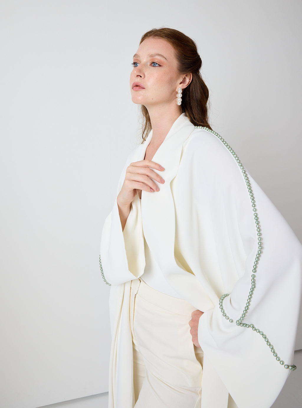 Off-White Mint Pearls Abaya