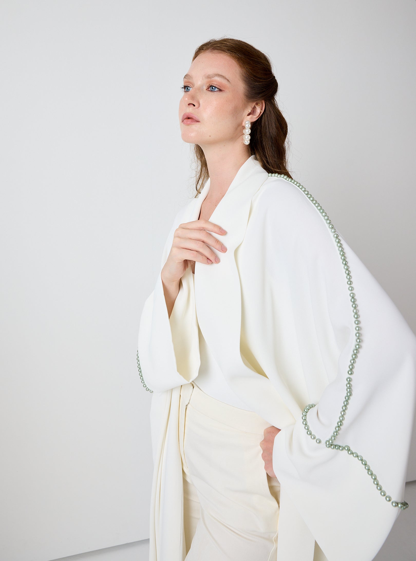 Off-White Mint Pearls Abaya