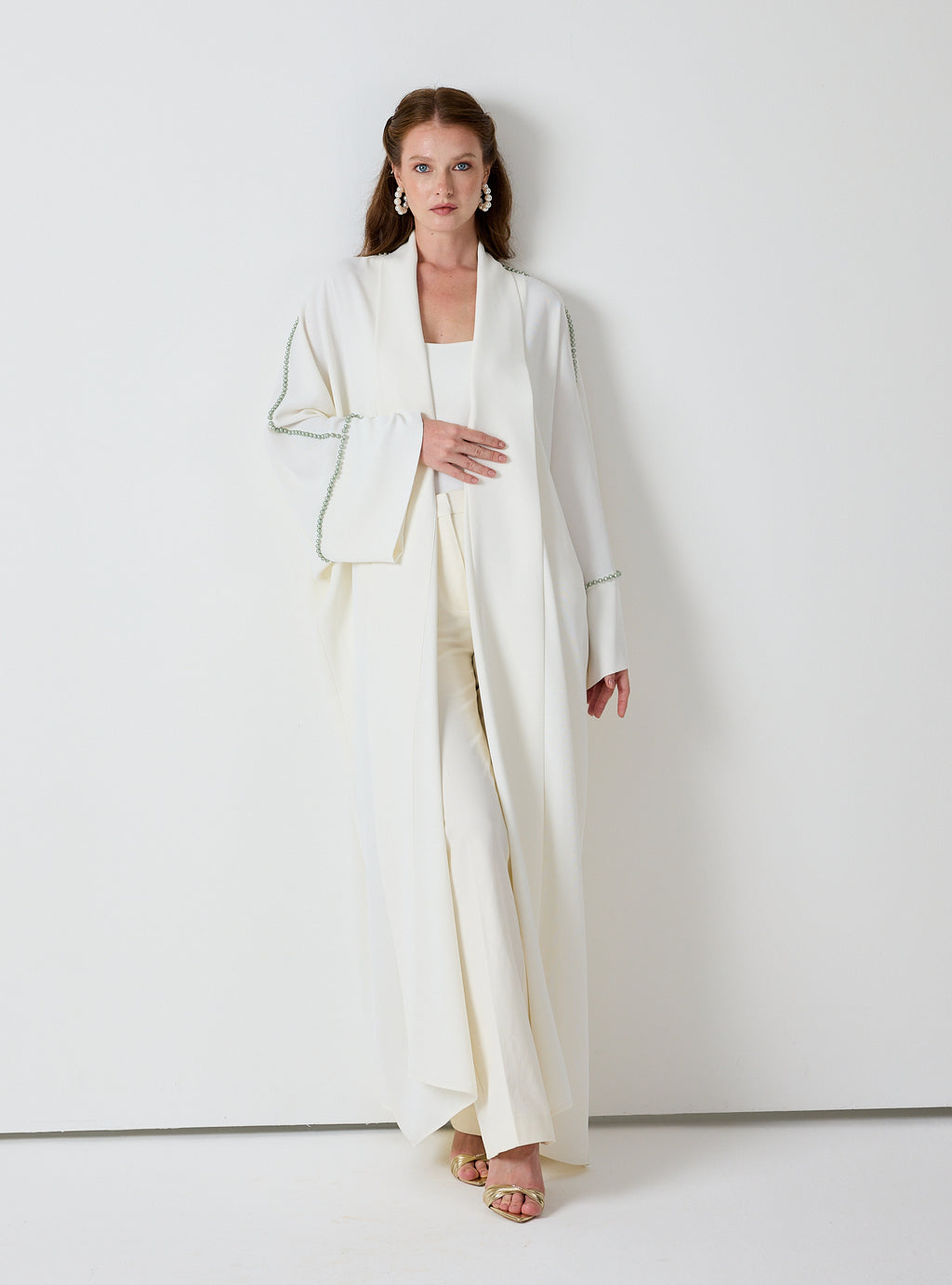 Off-White Mint Pearls Abaya