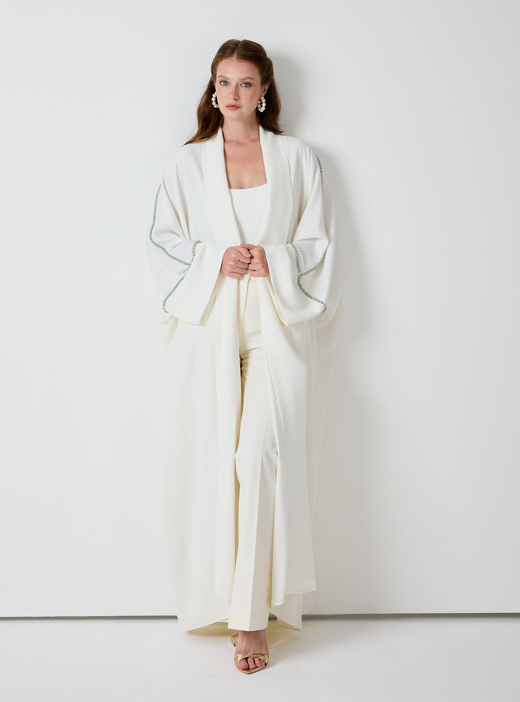 Off-White Mint Pearls Abaya