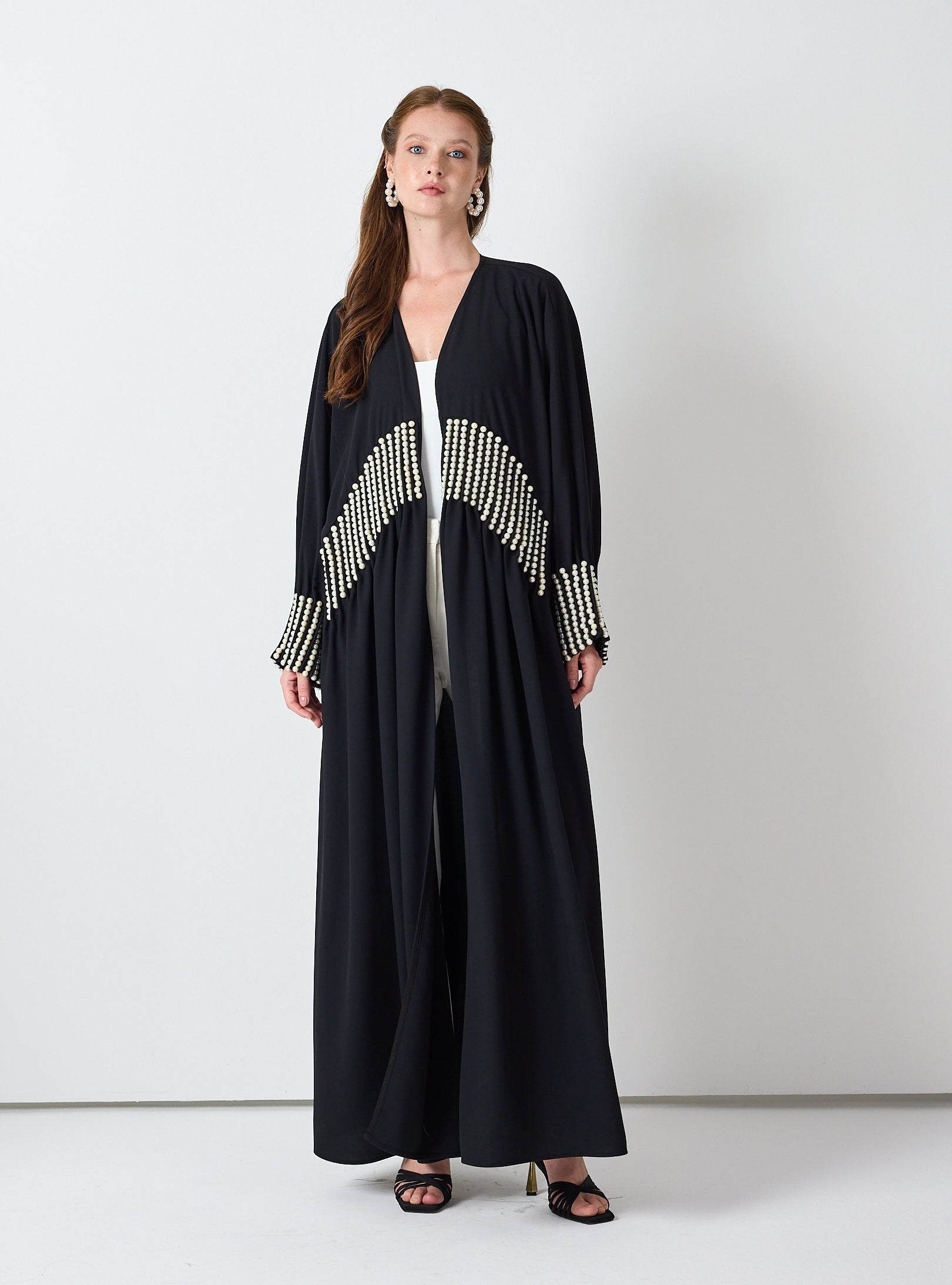 Black Abaya with Pearl Embellishments