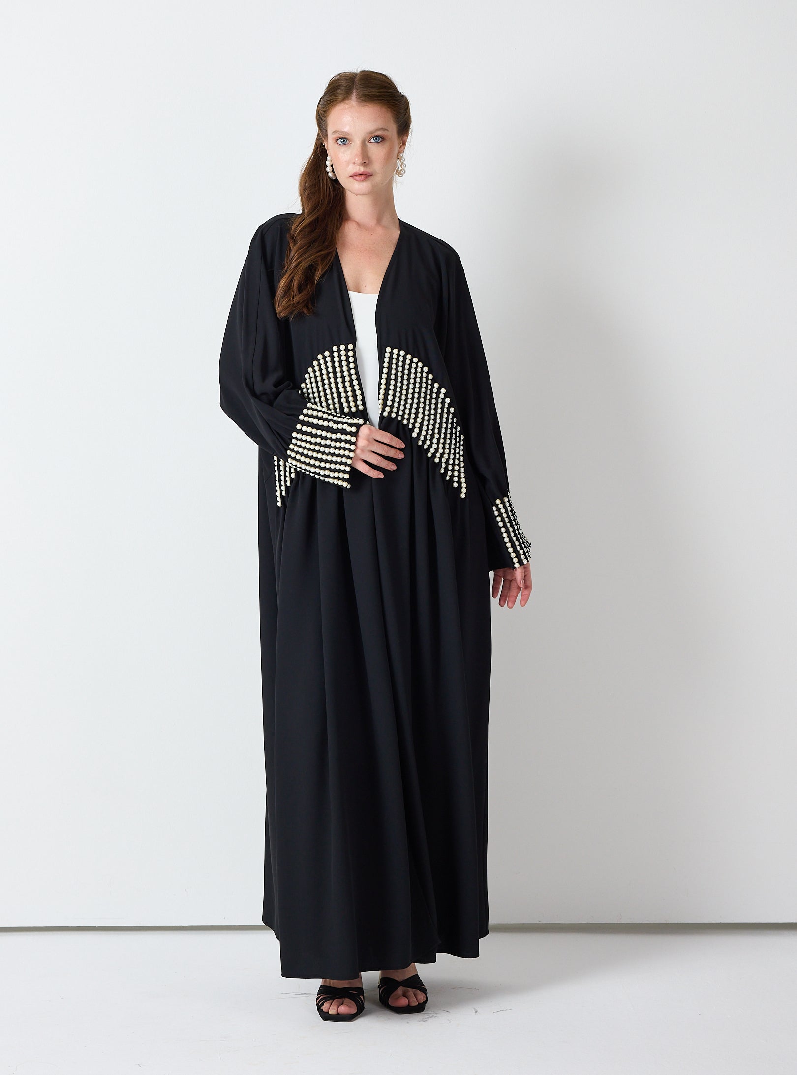 Black Abaya with Pearl Embellishments