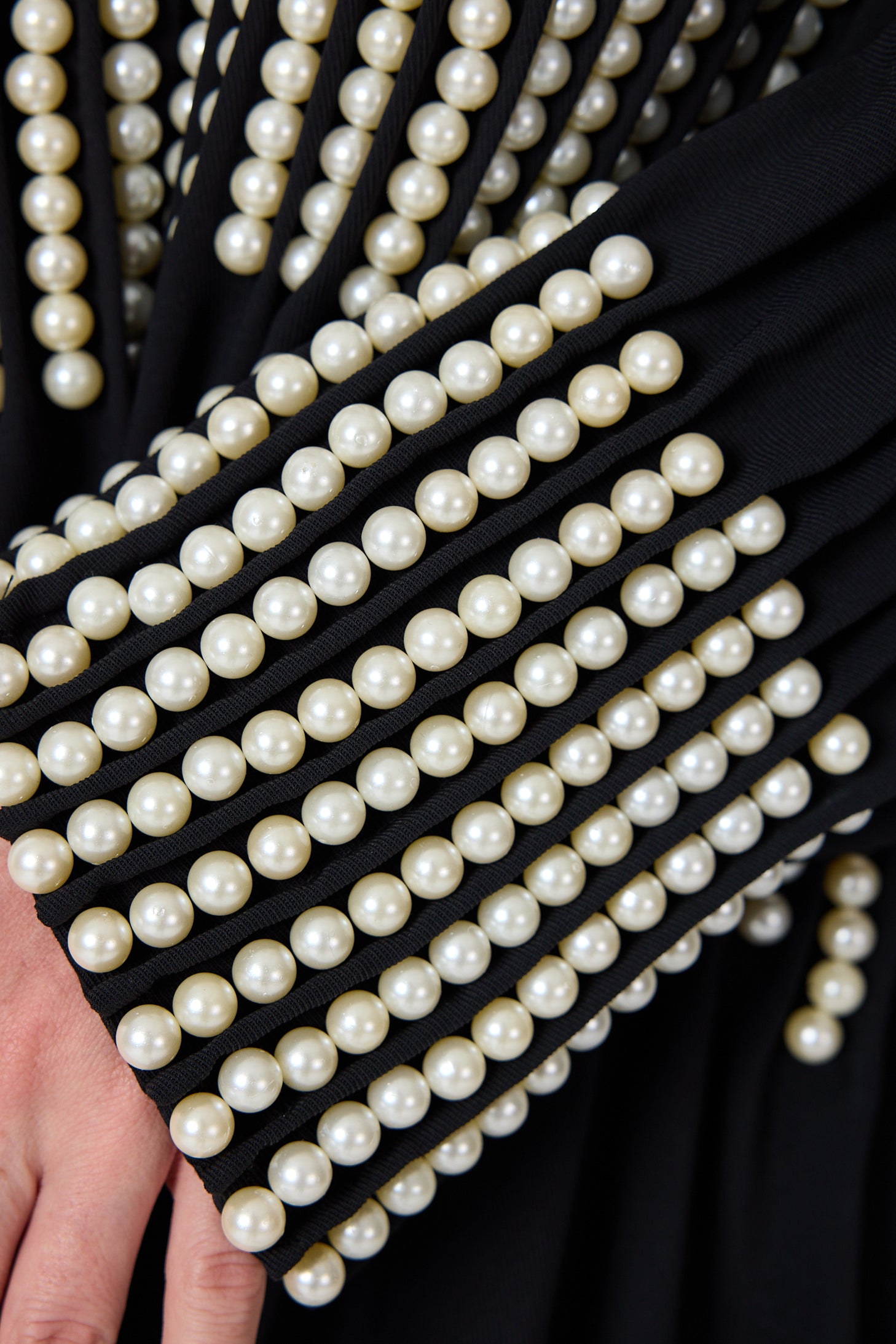 Black Abaya with Pearl Embellishments