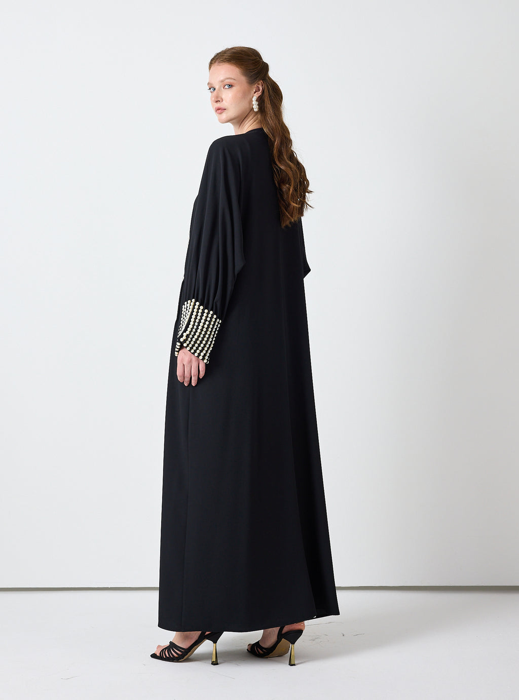 Black Abaya with Pearl Embellishments