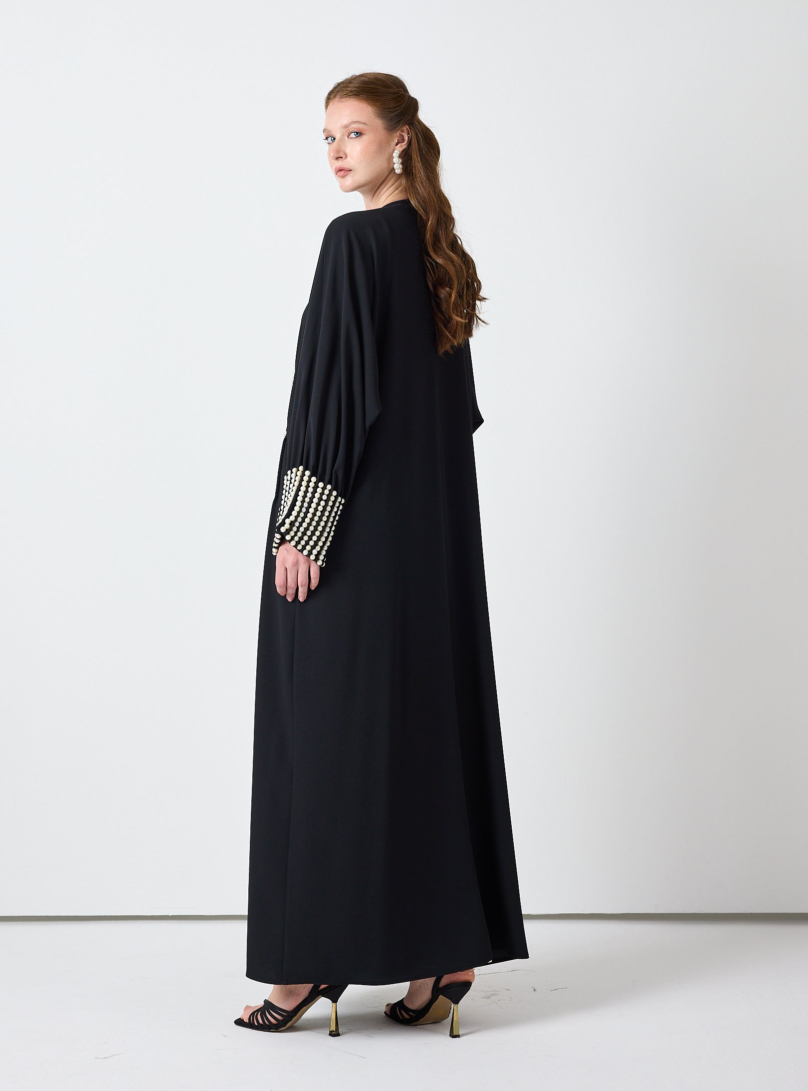 Black Abaya with Pearl Embellishments