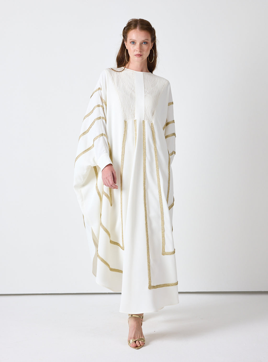 Royal Of White Kaftan with Golden Accents