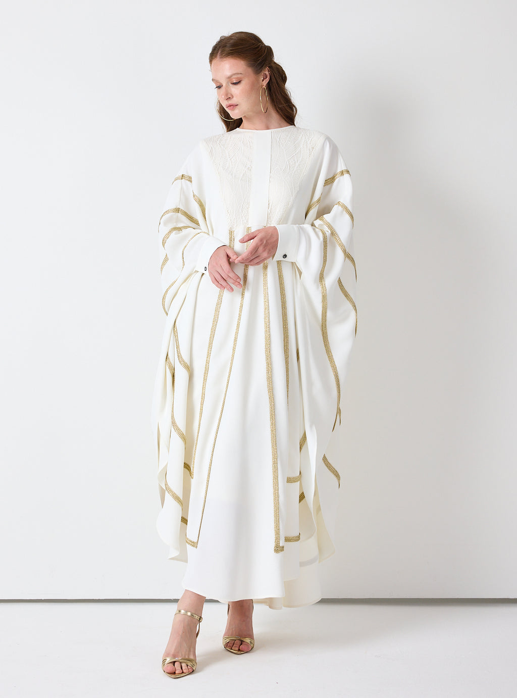 Royal Of White Kaftan with Golden Accents