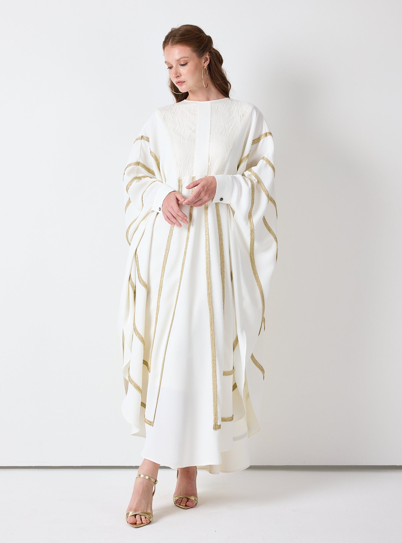Royal Of White Kaftan with Golden Accents