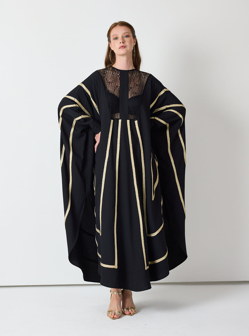 Royal Black Kaftan with Golden Accents