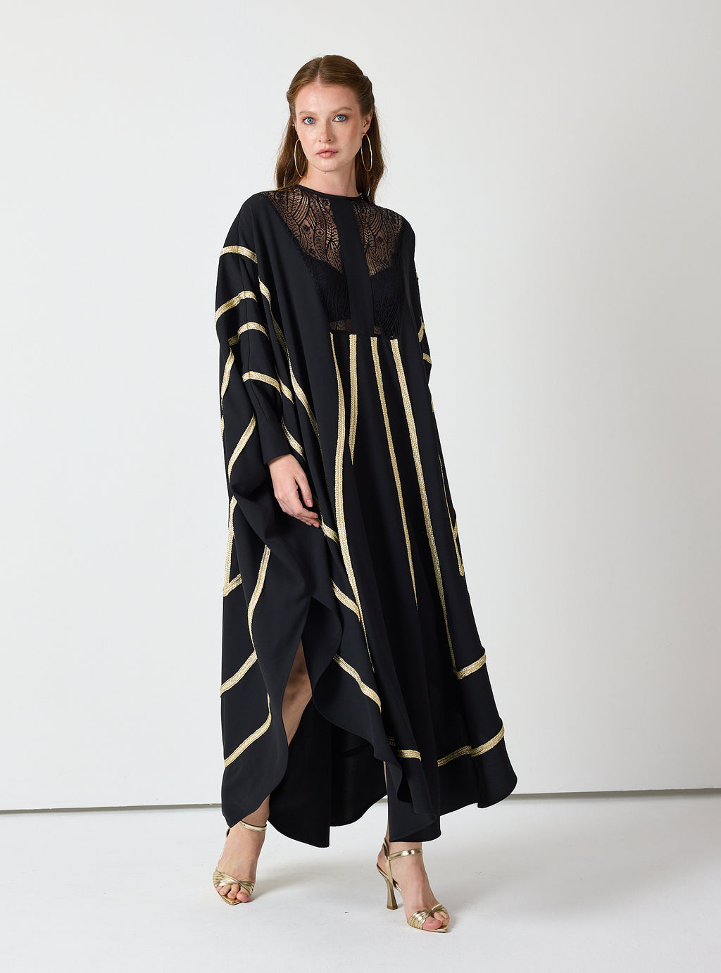 Royal Black Kaftan with Golden Accents