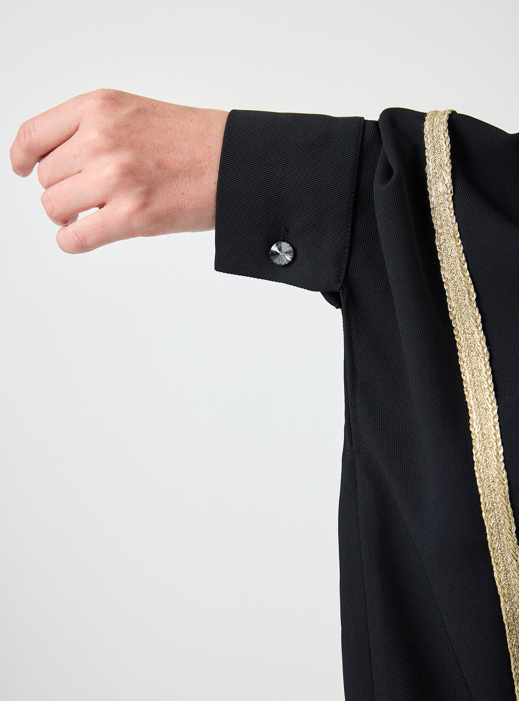 Royal Black Kaftan with Golden Accents